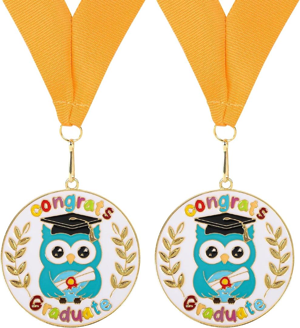 Kindergarten Graduation Medal for Kids Preschool Prek Graduation Decorations Gifts Medals with Neck Ribbon for School Student Graduation Party Gifts Favors(Metal 2Pcs)