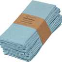 Ruvanti Cloth Napkins Set of 12, 18x18 Inch Napkin Cloth Washable, Soft & Durable, Poly Cotton Dinner Napkins for Parties, Thanksgiving & Weddings - Baby Blue