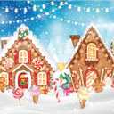 Allenjoy 7x5ft Christmas Gingerbread House Backdrop Glitter Cookie Exchange Candyland Winter Snowflake Photography Background for Kids Newborn Baby Shower Birthday Party Decor Banner Photo Booth Props