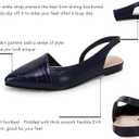LAICIGO Women's Closed Pointed Toe Flats Slingback Low Heel Slip-on Cutout Animal Print Backless Mules Sandals, 6.5, Navy