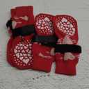 EXPAWLORER Dog Socks to Prevent Licking Paws, 4 Pcs Anti Slip Dog Socks with Grippers, Dog Shoes for Hardwood Floors, Dog Booties for Small Medium Large Senior Dogs, Red L (Large (4 Count), Valentine Red)