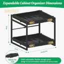REALINN 2 Tier Pull Out Cabinet Organizer, 21 inch Depth Slide Out Shelves, Expandable 14"-22.5" Wide Heavy-Duty Cabinet Drawers for Kitchen Pots, Pans & Pantry Storage, Black