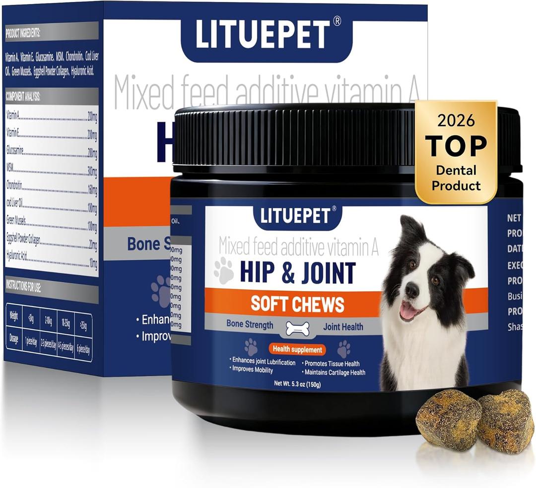 Pack of 2 Hip & Joint Supplement for Dogs - Advanced Glucosamine MSM Chondroitin with Turmeric - 10-in-1 Veterinarian Formulated Joint Pain Relief for Large Breed Senior Dogs - 60 Tablets