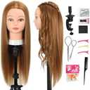 Opini Mannequin Head with 80% Human Hair - Straight, 26"-28" Doll Head for Cosmetology & Hairdresser (#27 Light Brown)