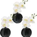 Oairse White Orchids Artificial Flowers Faux Orchids Arrangement in Black Glass Vases Set of 3 Real Touch Phalaenopsis Orchid Flowers Small Fake Orchid Centerpiece for Dining Room Table