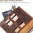 Leather Sketchbook Cover for A5/5.5"x8.5" sketch pads - Handmade Genuine Leather Artist Case with Pencil Holder & Zipper Pocket, Professional Drawing Supplies (Brown, 5.5"x8.5")