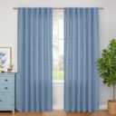 BGment Denim Blue Linen Curtains 84 Inch Length for Living Room, Light Filtering Drapes Semi Sheer with Rod Pocket for Bedroom Dining Back Tab, 2 Panels Set, 52 Inch Wide Each Panel