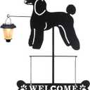 BAYN Solar Poodle Garden Stakes Decorative with a Lantern Dog Silhouette Welcome Sign Outdoor Garden Decor for Yard, Lawn, Patio, Pathway