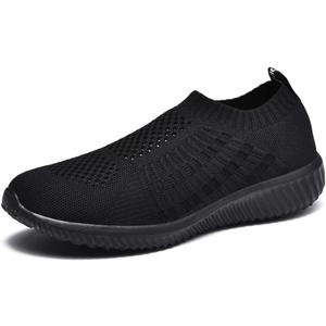 TIOSEBON Women's Athletic Walking Shoes Slip On Casual Mesh-Comfortable Tennis Workout Sneakers (Black) 8