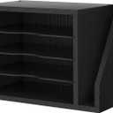 File Organizer Desktop, Wood Desk Organizer with 3 Adjustable Shelves, Mail Paper Sorter for Office, Home, File Holders for Envelopes, Mail Supplies or Magazines, Black (15.83"L x 9.25"W x 11.1"H)