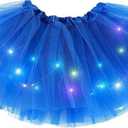 Girl Tutu Skirt, Light Up LED Ballet Tutu Skirt 2-8 Years Fluffy Ballet Dress Up Costume for Kids Party (Blue)