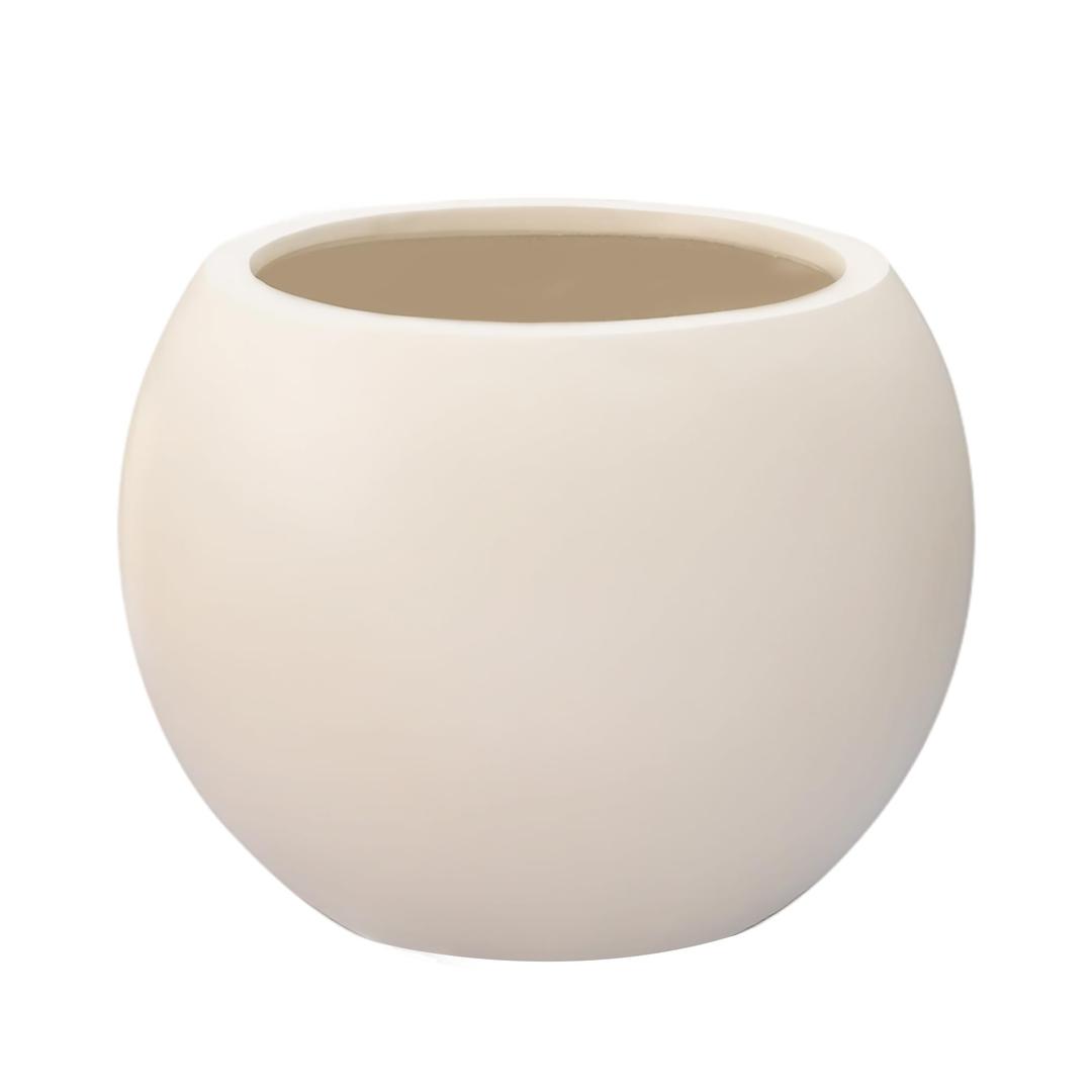 DEPLA LANE Marlo Fiberstone Round Planter, Matte Finishes (S, Cream White)