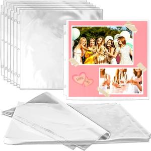 Vmiapxo 100 Pack Scrapbook Refill Pages 12x12 Inch, Clear Page Protectors Fit 3 Ring Scrapbooking Binder & 12 x 12 Photo Album, Heavyweight Plastic Protective Sleeves, Sheet Protectors