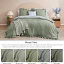 BLOOMHAVEN Full Comforter Set - 7 Pieces Ruffle Sage Green Bedding Sets, Shabby Chic Farmhouse Bed in a Bag Full with Ruffle Comforter, Floral Sheets, Pillowcases & Shams