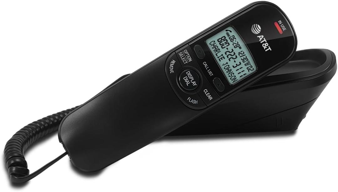 AT&T TR1909B Trimline Corded Phone with Caller ID, Black