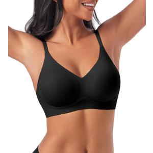 Bras for Women No Underwire - Womens Bralettes Wireless Seamless Padded Bra Comfortable Tshirt Bras (Black, M)