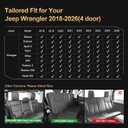 AOMSAZTO Fit for Jeep Wrangler JL 4-Door 2018 2019 2020 2021 2022 2023 2024 2025 2026 Car Seat Covers Full Set Waterproof Faux Leather Pickup Seat Cushions 5 Seats, Black