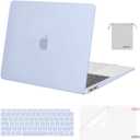 MOSISO Compatible with MacBook Air 13 inch Case M1 Chip 2021-2018 Release A2337 A2179 A1932, Plastic Hard Shell&Keyboard Cover&Screen Film&Storage Bag for MacBook Air 13.3 inch Case, Pastel Blue