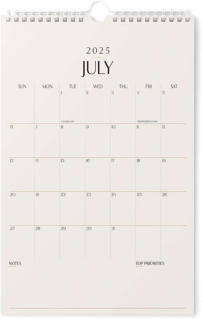 Karto Wall Calendar 2025-2026 - Vertical 11x17 inch July 2025 to December 2026 - Boost Your Productivity and Easy Planning with the Aesthetic Monthly Calendar - Beige (Large)