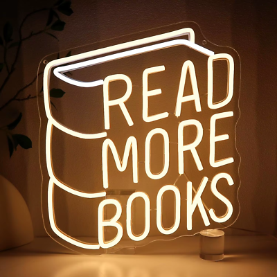 Read More Books LED Neon Sign for Library Classroom Reading Corner Bedroom