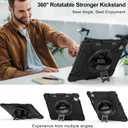 Case for iPad Air 13 Inch M4/M3/M2 (2026/2025/2024): Silicone Shockproof Case with Screen Protector - Stand - Handle - Shoulder Strap - Pen Holder- Black