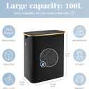 LONBET Laundry Basket with Lid, Made from Breathable Fabric | Aesthetic Clothes Hampers for Laundry with Side Handles & Sturdy Bamboo Frame (40 Gallons - Double, Black)