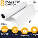 VOISEN Wide Format Paper,8 Rolls Plotter Paper 24 In x 150 Ft, CAD Bond Rolls,20lb,Bond Paper on 2" Core for CAD Printing on Wide Format Ink Jet Printers