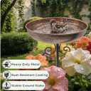 Small Metal Bird Bath for Outdoors, 10" Dia Bowl with Stake Birdbaths Garden Yard Lawn Decor 0.4 Gallon