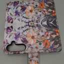 DEENAKIN for Samsung Galaxy S25 Wallet Case with Card Holder + Cash Clip, RFID-Blocking, Military-Grade Protection & UV-Printed Artwork, Magnetic Closure with Leather Kickstand - Marbled Floral Veins