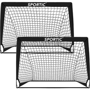 2 Pack 4' x 3' Soccer Goal Net Set, Pop Up Kids Practice Soccer Goals for Indoor and Outdoor.Portable Soccer Net with Carrying Bag & Ground Pegs, Perfect for Backyard, Field, Court (Black)