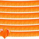 6 Pack 10 Feet Foil Fringe Garland Metallic Tinsel Banner Wall Hanging Curtain Streamers Backdrop for Parade Floats Bachelorette Wedding Birthday Party Thanksgiving Christmas Decorations(Orange)