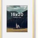 16x20 Picture Frame, 16 by 20 Poster Frame for Wall - High Definition Plexiglass, 16x20 Frame Matted to 11x14 (Gold, 1 Pack)
