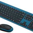 seenda Rechargeable Wireless Keyboard Mouse Combo - Full Size Cordless Keyboard & Mouse Sets with Build-in Lithium Battery Ultra Thin Quiet Keyboard Mice (Dark Blue)
