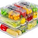 14 Pack Fridge Organizer, Stackable Refrigerator Organizer Bins with Lids, BPA-Free Produce Fruit Storage Containers for Storage Clear for Kitchen, Food, Drinks, Vegetable Storage