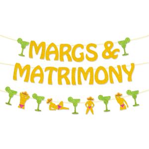 4 x Bachelorette Party Decorations Pre-Strung Glitter Margs and Matrimony Bachelorette Party Banner Bachelorette Garland for Mexican Fiesta Party Decor