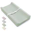 Blissful Diary Vegan Leather Baby Changing Pad with Waterproof & Wipe-Clean PU Cover, Standard Size Cozy Diaper Changing Pad for Dresser and Table, Light Green