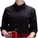 Women's Chef Coat Classic 3/4 Sleeve Hotel Kitchen Restaurant Summer Chef Jacket (Black, XXL)