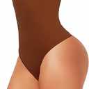 Tummy Control Thong Shapewear for Women Girdle Panties Seamless Shaping Thong Panties Body Shaper Underwear (Brown, L)
