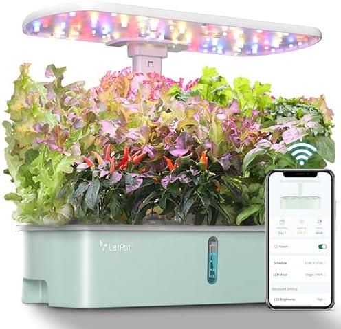 LetPot LPH-Air Hydroponics Growing System Kits, APP & WiFi Controlled Smart Indoor Garden with 24W Grow Light Full Spectrum, 10 Pods Planter Indoor Gardening for Gifts, Kitchen, Vegetable (Green)