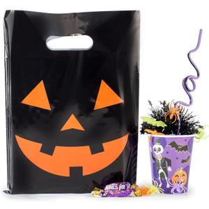 100 Halloween Bags 9"x12" Glossy Great For Goodies Also Perfect as Small Halloween Bags For Trick or Treat (Halloweeen)
