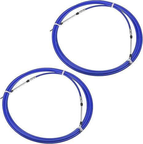 2pcs 24ft 8 Meter 315 Inch Marine Type 3300 / 33C Throttle Shift Remote Control Box Cable for Yamaha Outboard Engine Boat Motor Steering System Blue