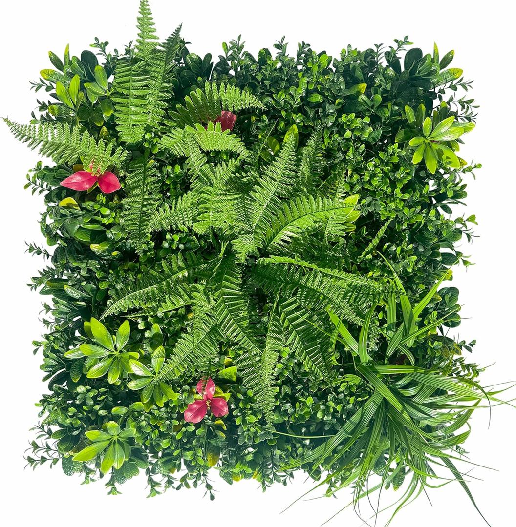 Artificial Grass Wall Backdrop Panels: 20X20 in 12P UV-Anti Greenery Boxwood Panels for Indoor Outdoor Green Plant Wall Decor & Ivy Fence Covering Privacy