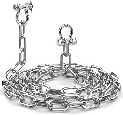 CORDUN 3/16" 1/4" 5/16" Boat Anchor Chain 316 Stainless Steel with 2 Pcs Anti-Off Bow Shackles Marine Grade Anchor Lead Chains Kit for Boats, Pontoon, Sailboat, Deck Boat Accessories