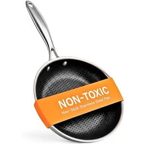 Ziruma Non-Toxic Frying Pan, Non Stick 8" Fully Clad for Fast & Even Heat, PFOA-Free, Premium 304 Stainless Steel Handle, Induction Compatible, Oven Safe to 500°F