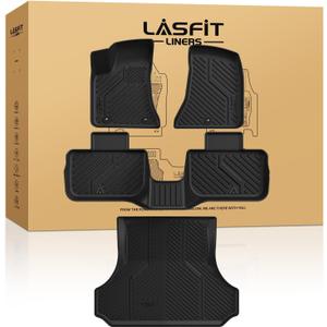 LASFIT Floor Mats & Trunk Mat for Dodge Charger 2011-2023 RWD, for Chrysler 300 2011-2023 RWD Without Subwoofer, All Weather TPE Custom Fit Car Mats Floor Liners Cargo Liner Cargo Mat Black