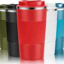 17oz Travel Coffee Cups Insulated Mug Thermal Tumbler to Go with Lid Leak Proof Reusable Stainless Steel Coffee Mug Spill Proof for Hot and Iced Cold Drinks (Red, 510ml) (17.2 Ounces)