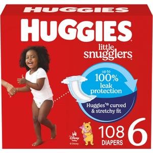 Huggies Size 6 Diapers, Little Snugglers Baby Diapers, Size 6 (35+ lbs), 108 Count (2 Packs of 54), 