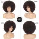 70s Afro Kinky Curly Wig For Women, Dark Brown, Synthetic Fibers, Soft, Bouncy, No Shedding, Adjustable Straps