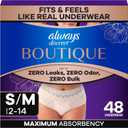 Always Discreet Boutique Incontinence and Postpartum Underwear for Women, Maximum Protection, Small/Medium, Rosy, 48 Count (4 Packs of 12)