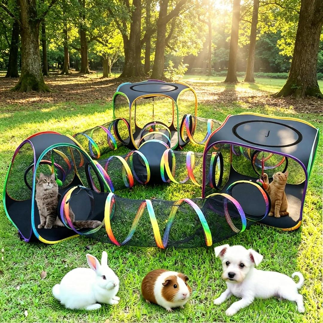 CypherX Outdoor Cat Enclosure, Portable Cat Tent with Tunnel Popup Catio